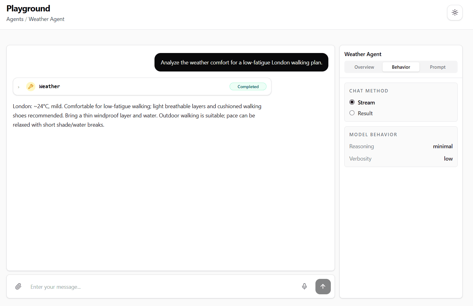 Agent chat mode and model behavior controls in the embedded Runiq Dashboard