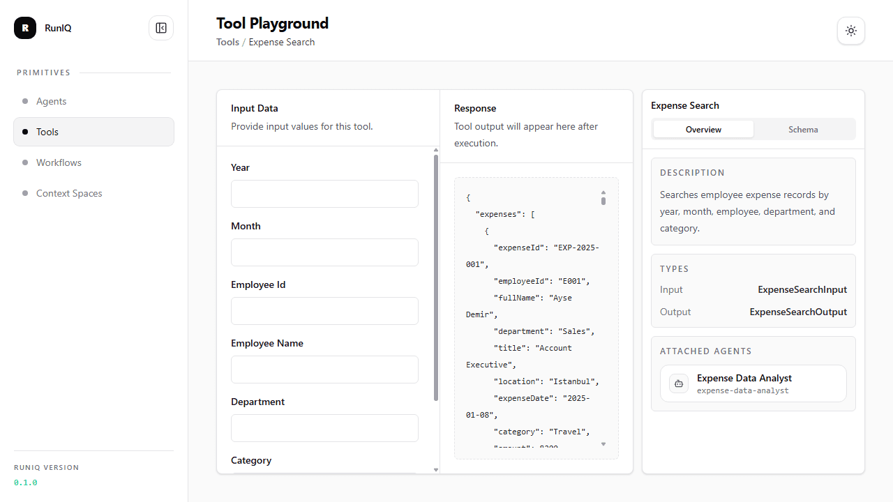 Expense search tool result