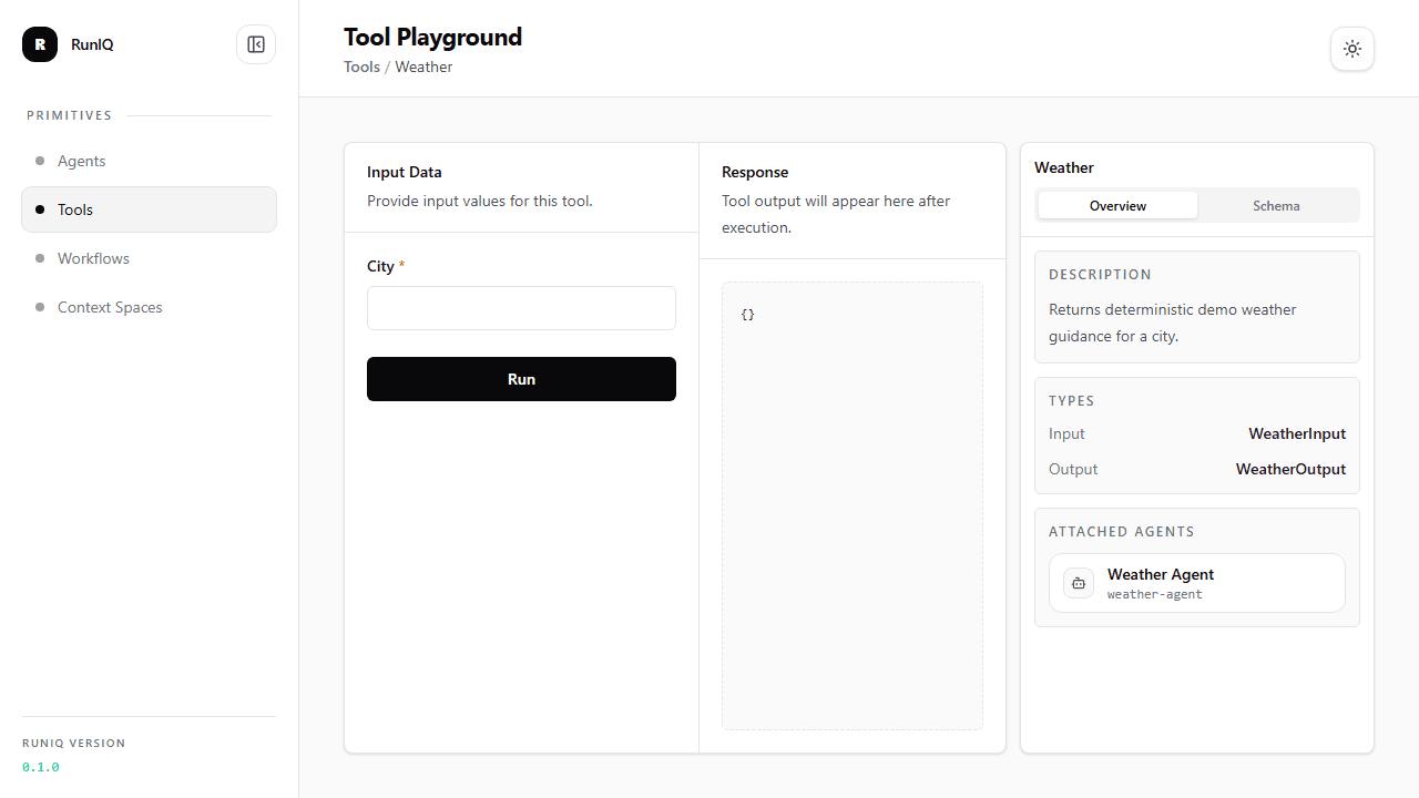 Weather tool contract and attached agent