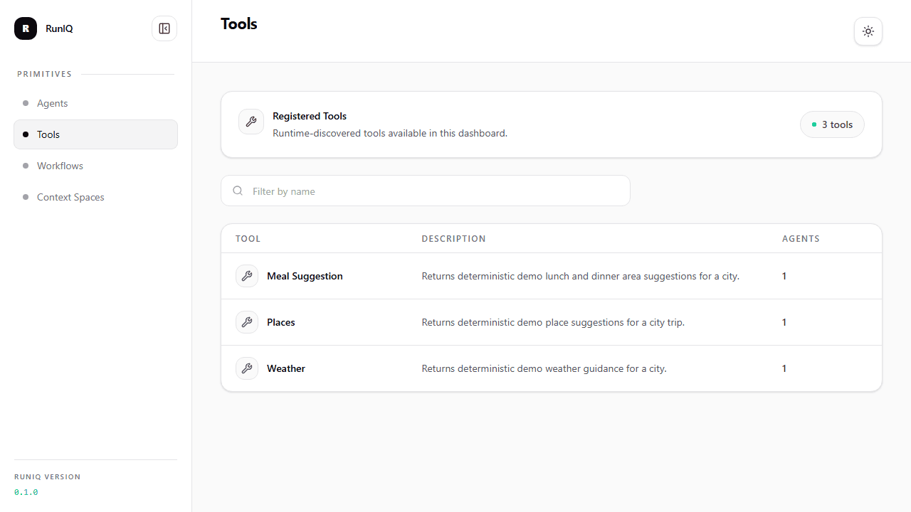 Workflow Travel Planner tools dashboard
